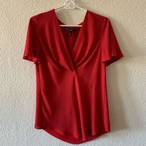 WHBM Red V Neck Blouse Top